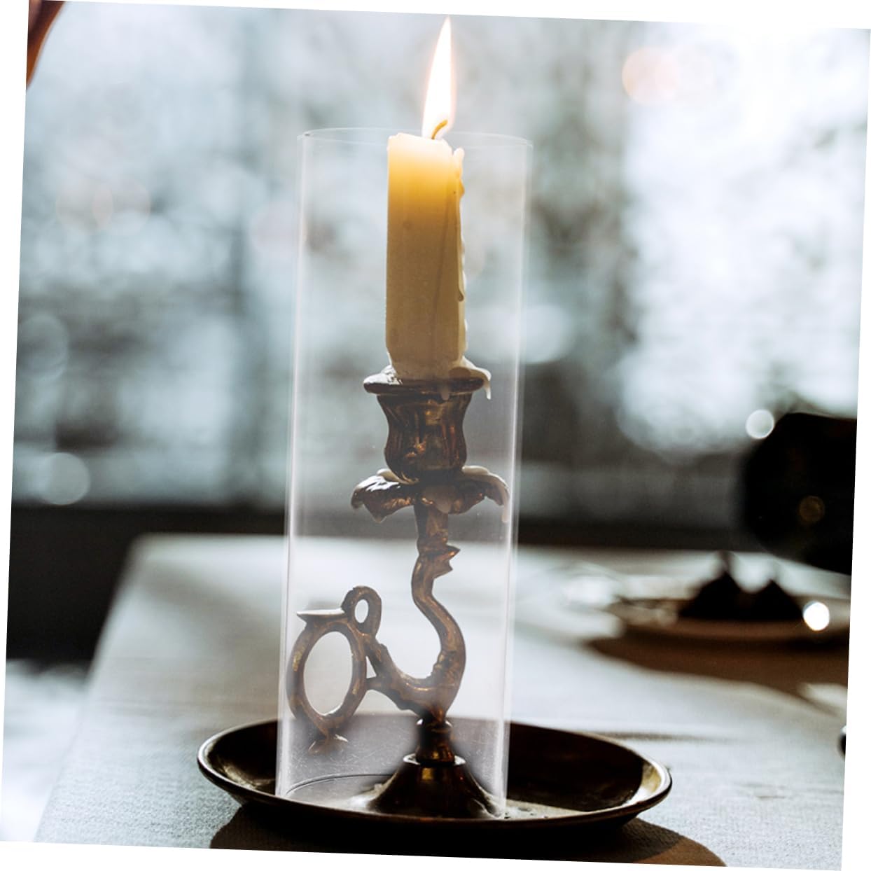 GLEAVI Windproof Glass Candle Holder Cover Hurricane Tube Shade for Tealight Candles Sturdy Borosilicate Glass for Home Decor and Table Centerpieces