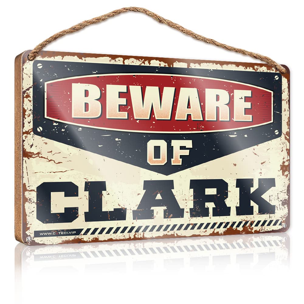 DTHA Bathroom Decor Sign Beware Of Clark Wooden Sign Farmhouse Wall Decor Signs Box Signs(23X35CM)