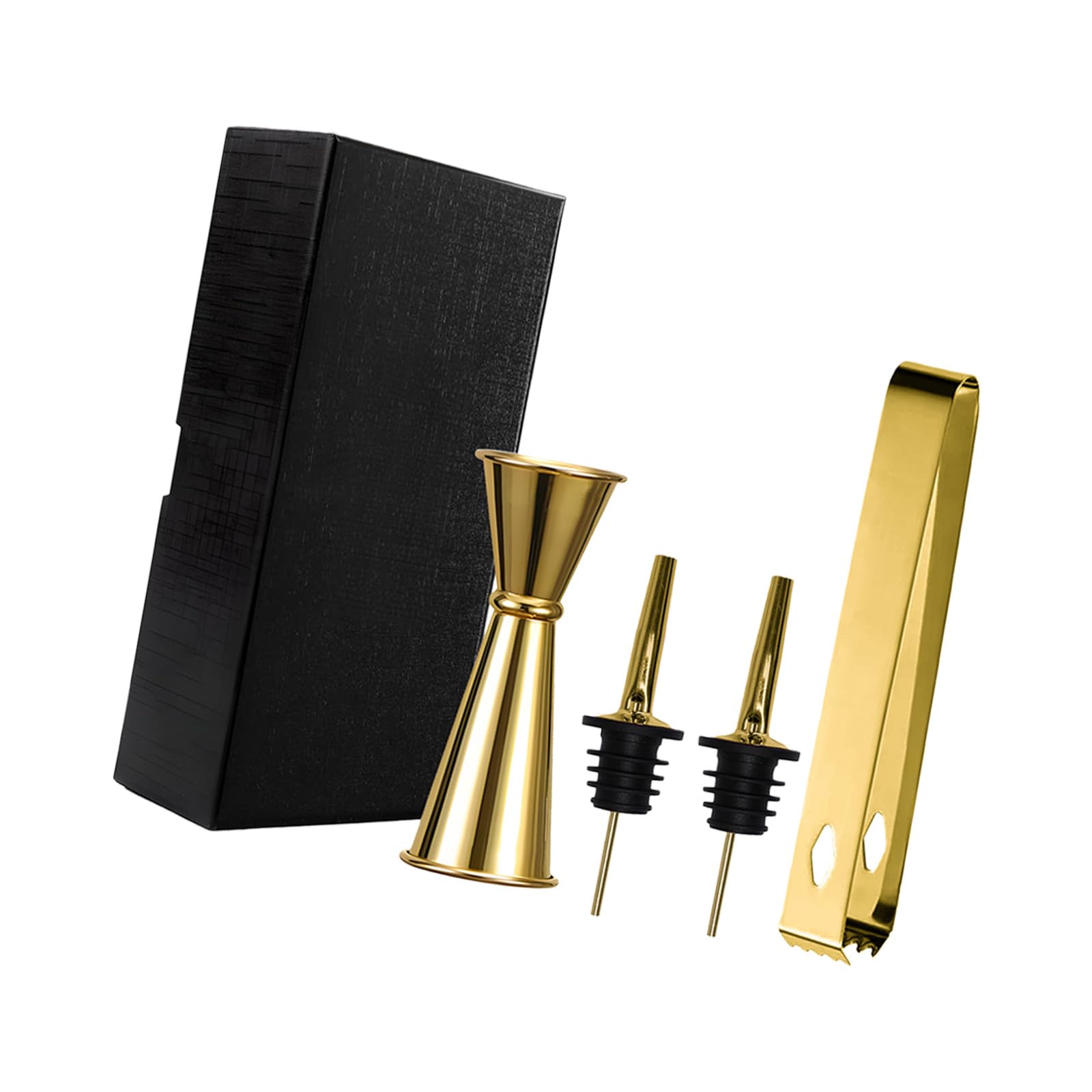 HDOYTXXM Complete Bartenders Essential 304 Nonrust Steel Accessories Including Ice Tongs Pour Spouts and 500ml Measuring Cup Professional Cocktails Making Set
