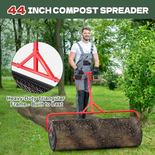 Compost Peat Moss Spreader for Lawn, 44 Inch Compost Roller Spreader with Adjustable T-Shaped Handle, Upgraded Side Clasps, Durable Lightweight Metal Roller, Lawn Garden Yard Care by Sturdon - Image 3