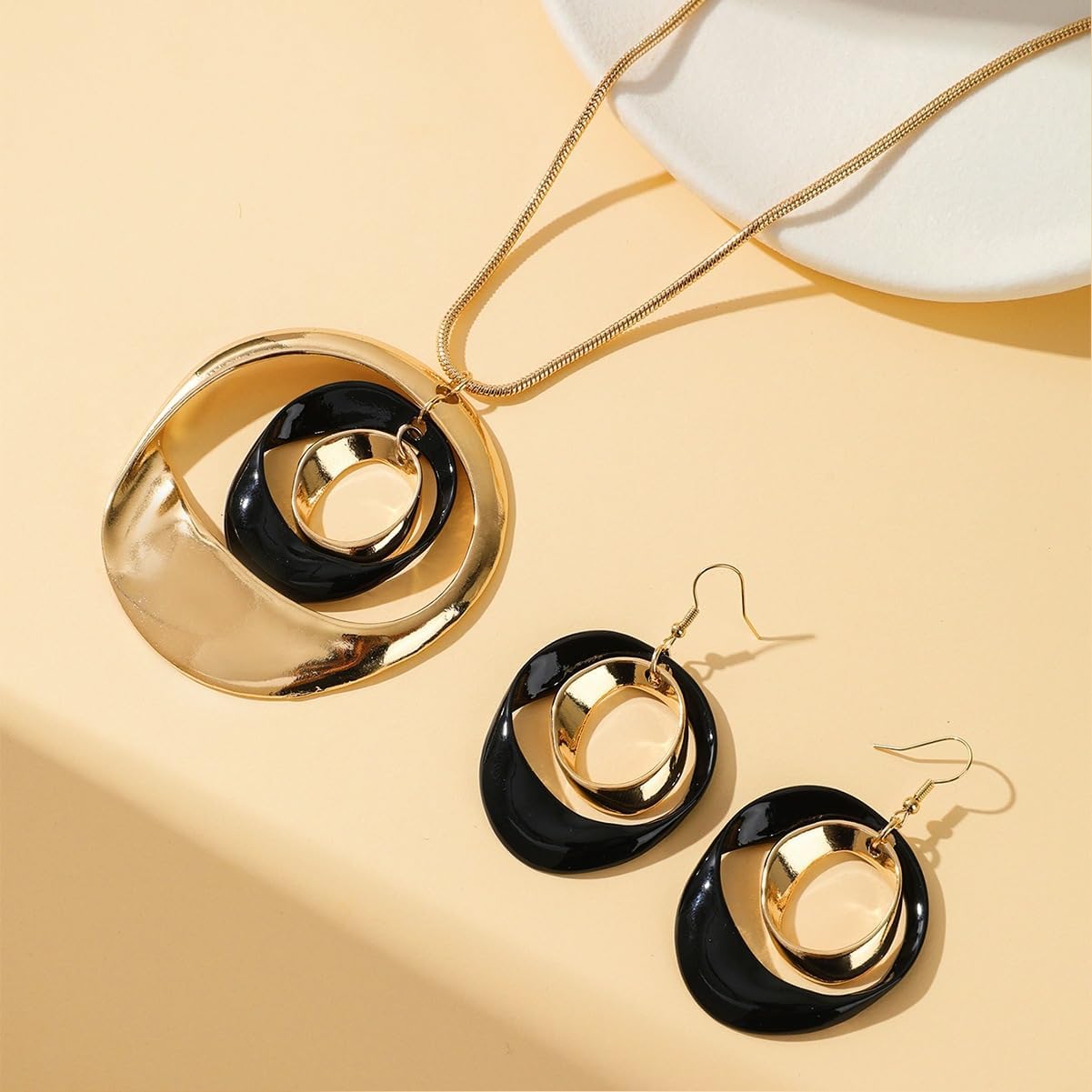 Gold Jewelry Set, Silver Black Boho Western Chunky Vintage Pendant Necklace Stack Trendy Adjustable Non Tarnish Cowgirl Dainty Hypoallergenic Earrings Jewelry Sets For Women image 3