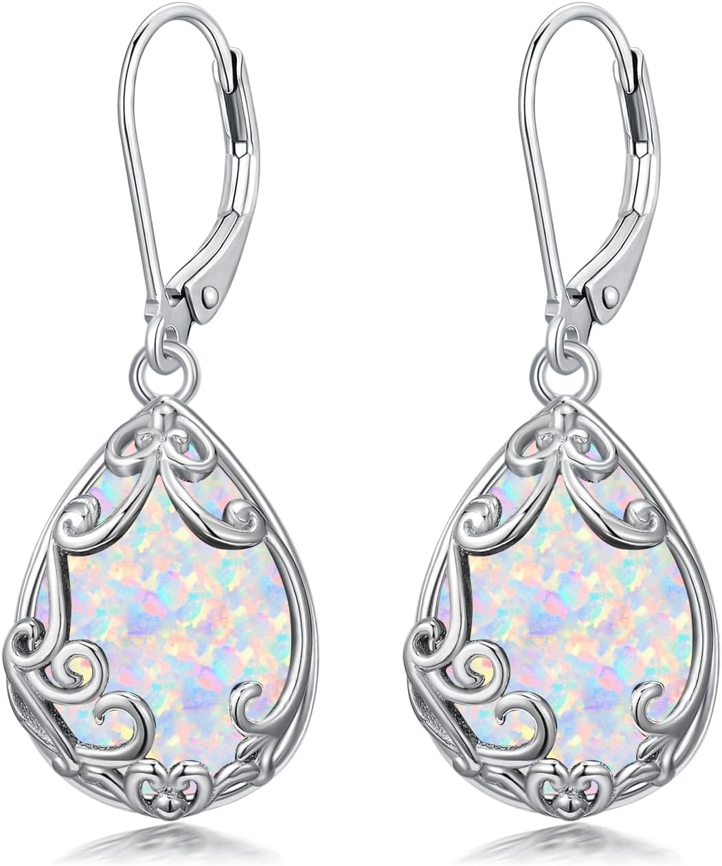 Teardrop Earrings for Women Celtic Filigree Drop Earrings Sterling Silver Leverback Jewelry Mother's Day Gifts for Women Mom