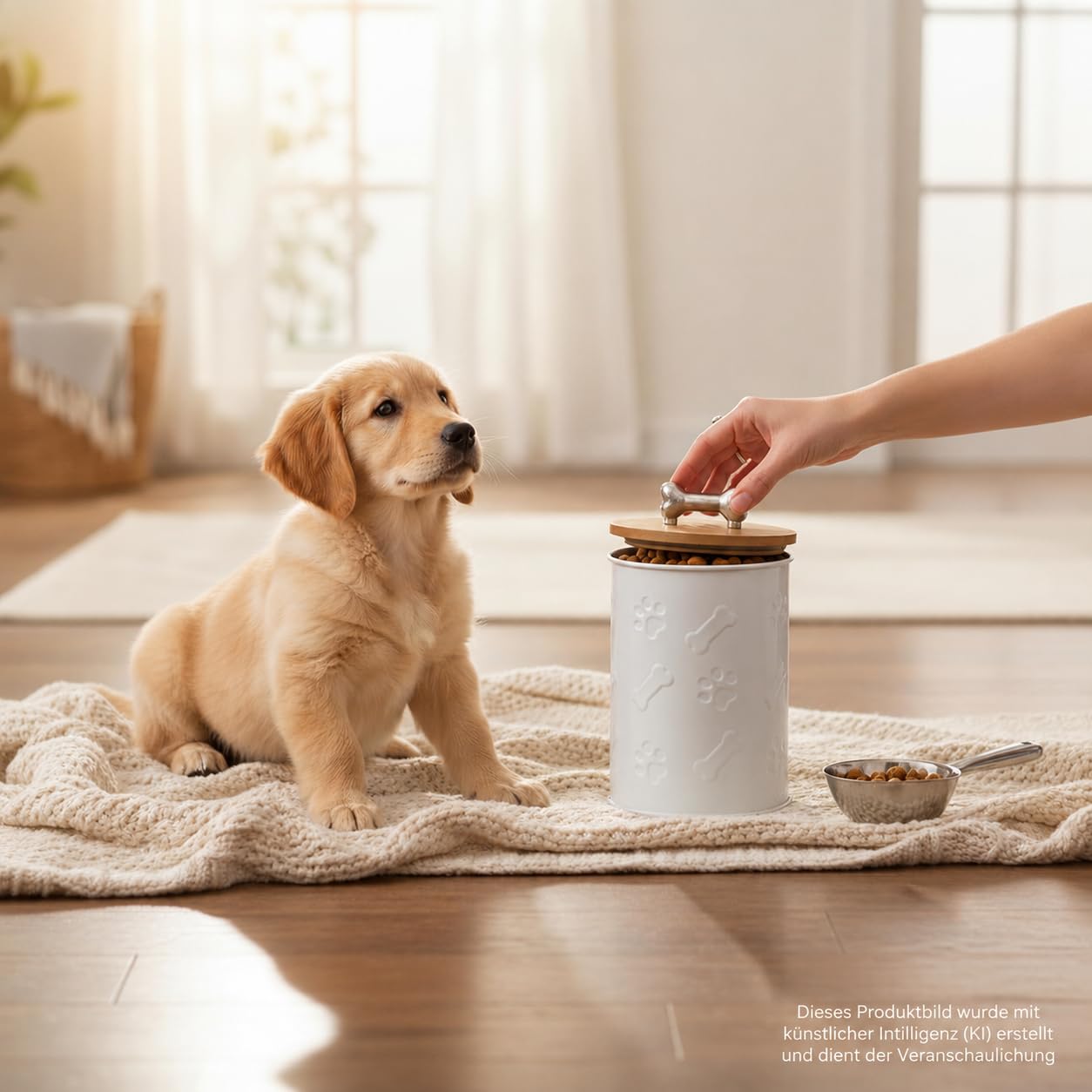 Lata hermética para golosinas para perros, recipiente para golosinas para perros, lata de metal para galletas, lata de almacenamiento para tartas de perro, lata de metal blanco con tapa de