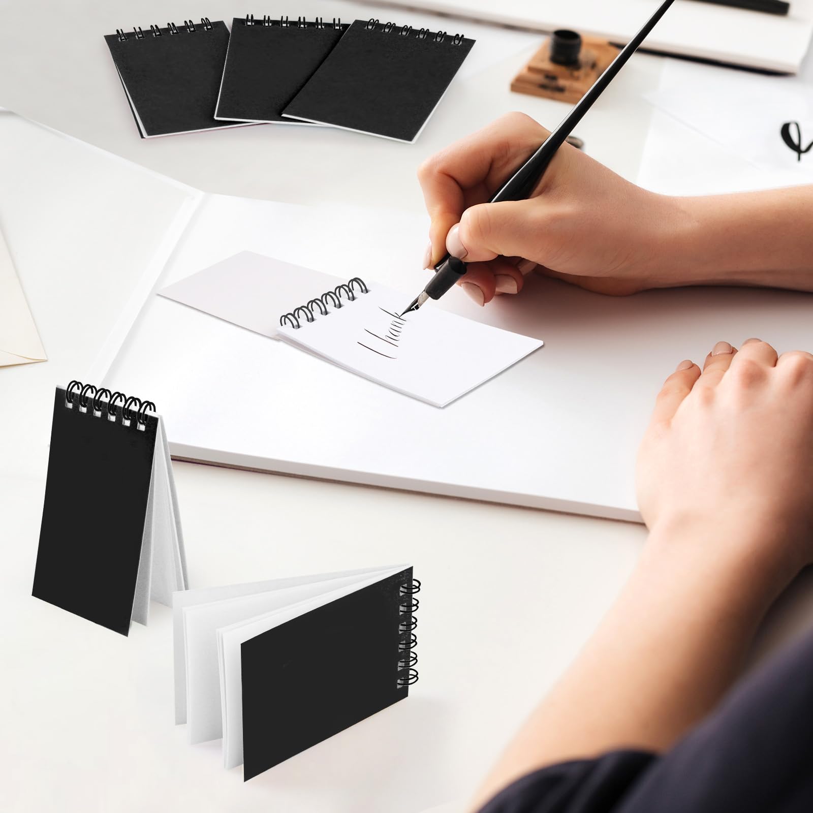 Mini bloc-notes à spirales en vrac, noir, petit bloc-notes de poche pour la prise de notes, l'écriture, les étudiants, la salle de classe, la maison, le bureau, les voyages