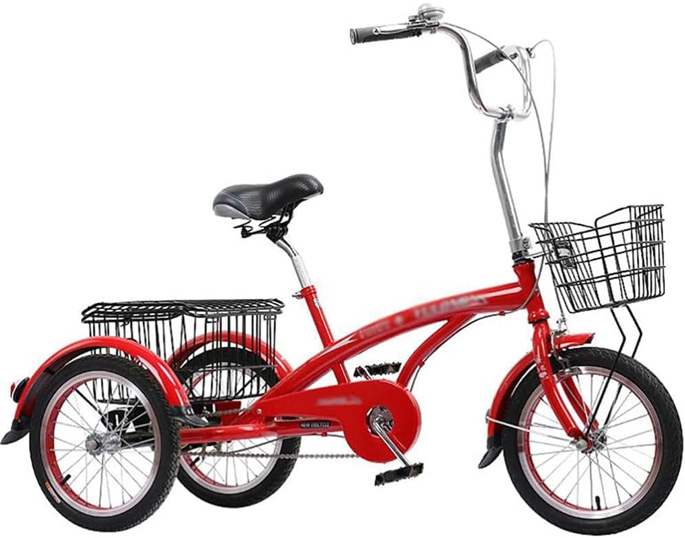 Adult Tricycle Bike Mini Adult Tricycle 16 Inch 3 Wheel Bikes Adjustable Height Comfort Bicycles Bike with Shopping Basket for Seniors Women Men