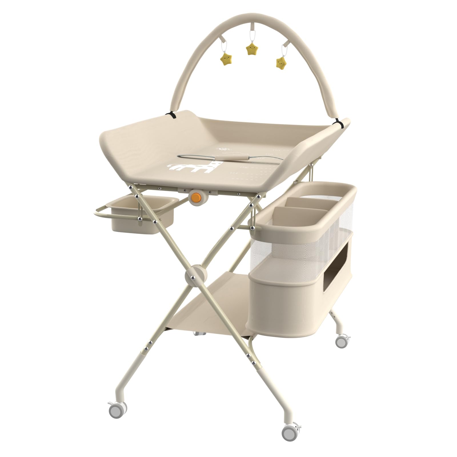 OHMG Fasciatoio Pieghevole per Neonati, Tavolo Cambio Pannolini Multifunzionale Portatile,Mobile Tavolo Cambio Pannolini 4 In 1 Portatile, Altezza Regolabile,con Tasche a Rete e Salvaspazio