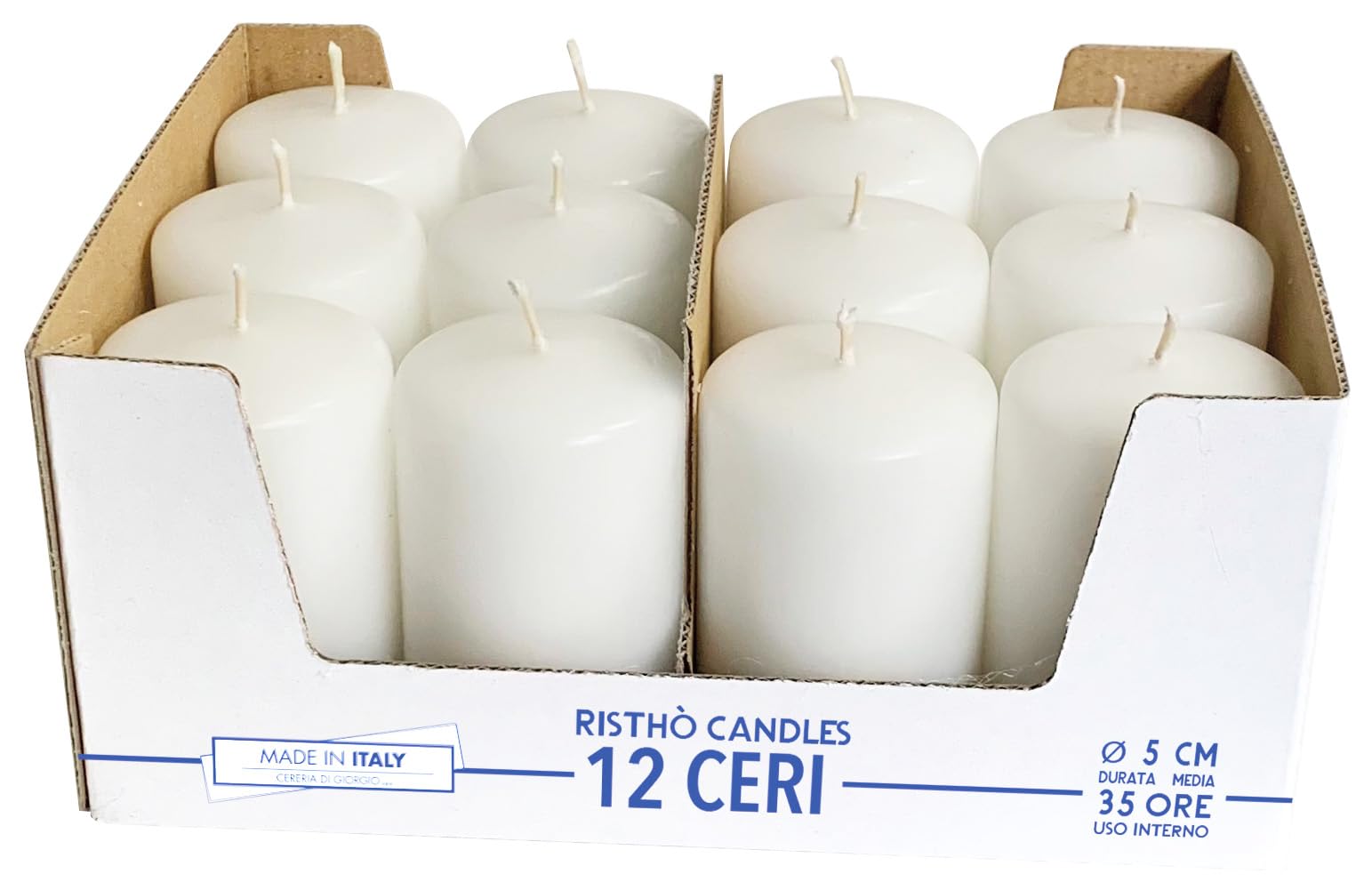 Lot De 8 Bougies Piliers Crème - Diamètre 5 Cm, Hauteur 10 Cm - Brûlent Environ 16 Heures Sans Suie - Pour Restaurant, Décoration, Fêtes