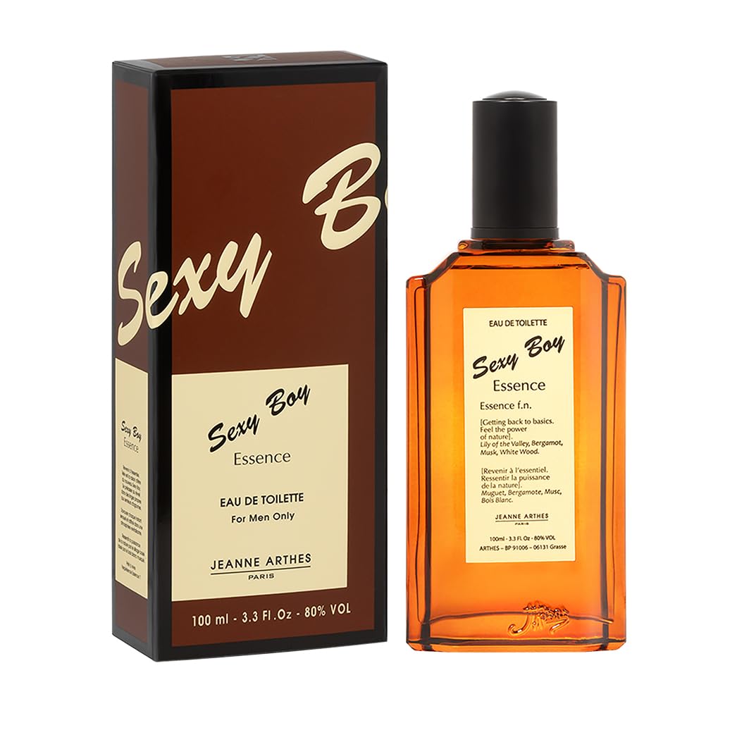 Jeanne Arthes - SEXY BOY ESSENCE Eau de Toilette - Spray perfume for men - Woody Scent - Notes of Lily of the valley, bergamot - Made in France - 3.38 Fl.oz