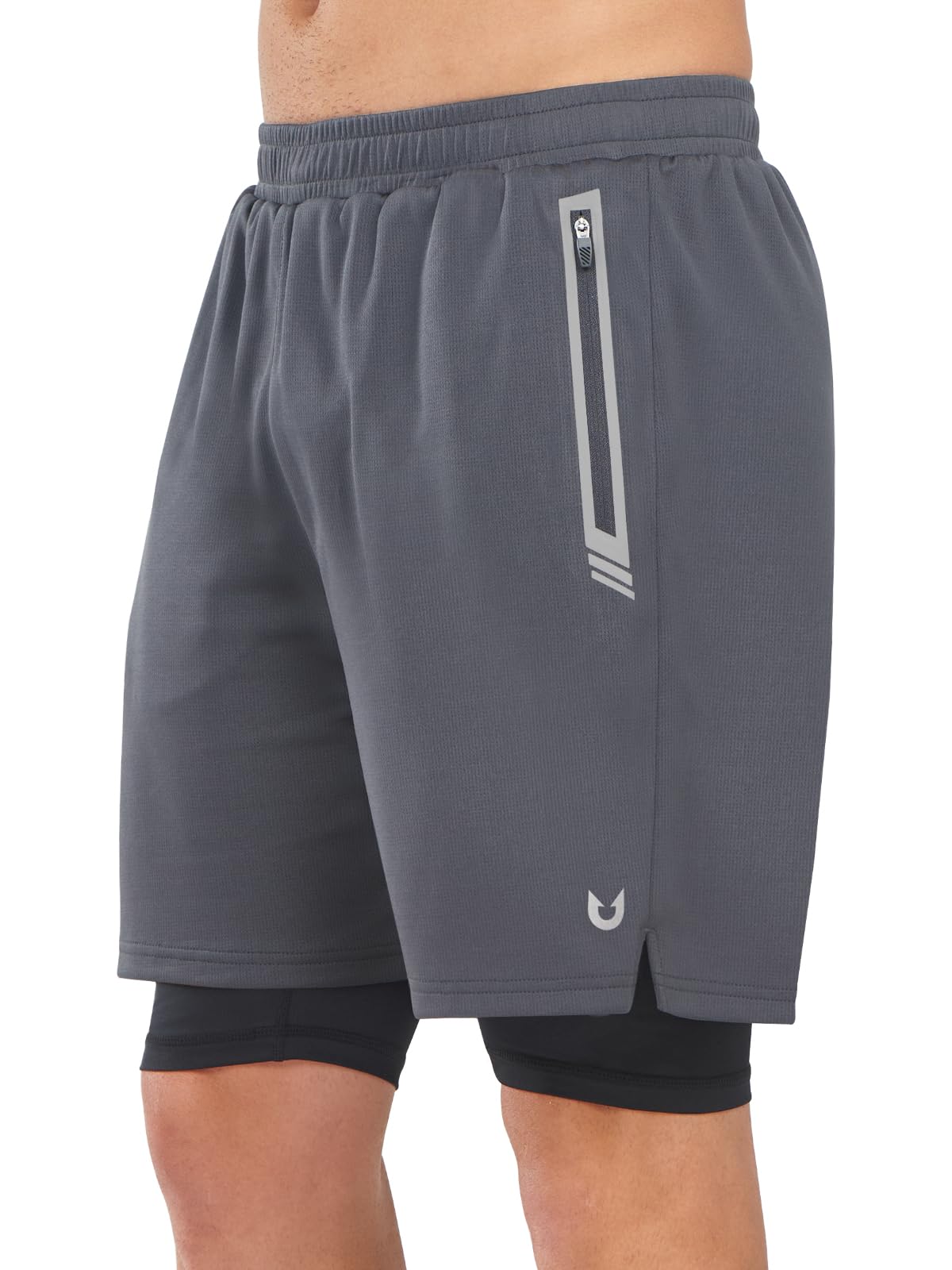 NORTHYARD Men's Mesh 2 in 1 Workout Running Shorts 7" Athletic Gym Shorts with Liner Zip Pockets