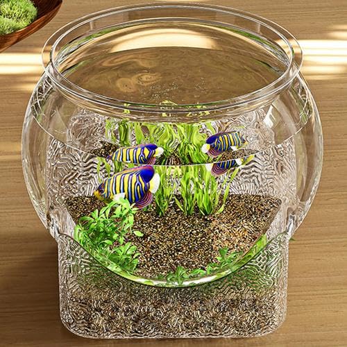 Rundes Fischglas - 16 cm Transparentes Goldfischglas - Fischglas mit breiter Öffnung - Bruchsicherer Kunststoff Aquariumschale Desktop Kugelaquarium Fischaquarium Für Den Tisch Fisch Mikrolandschaft
