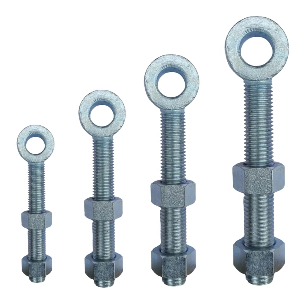 SCORPIO HARDWARE® Adjustable Garden Gate Hinges Eye Bolts, Zinc Plated Gate Bolt - Eye Bolts Heavy Duty Design (4" x 16mm)