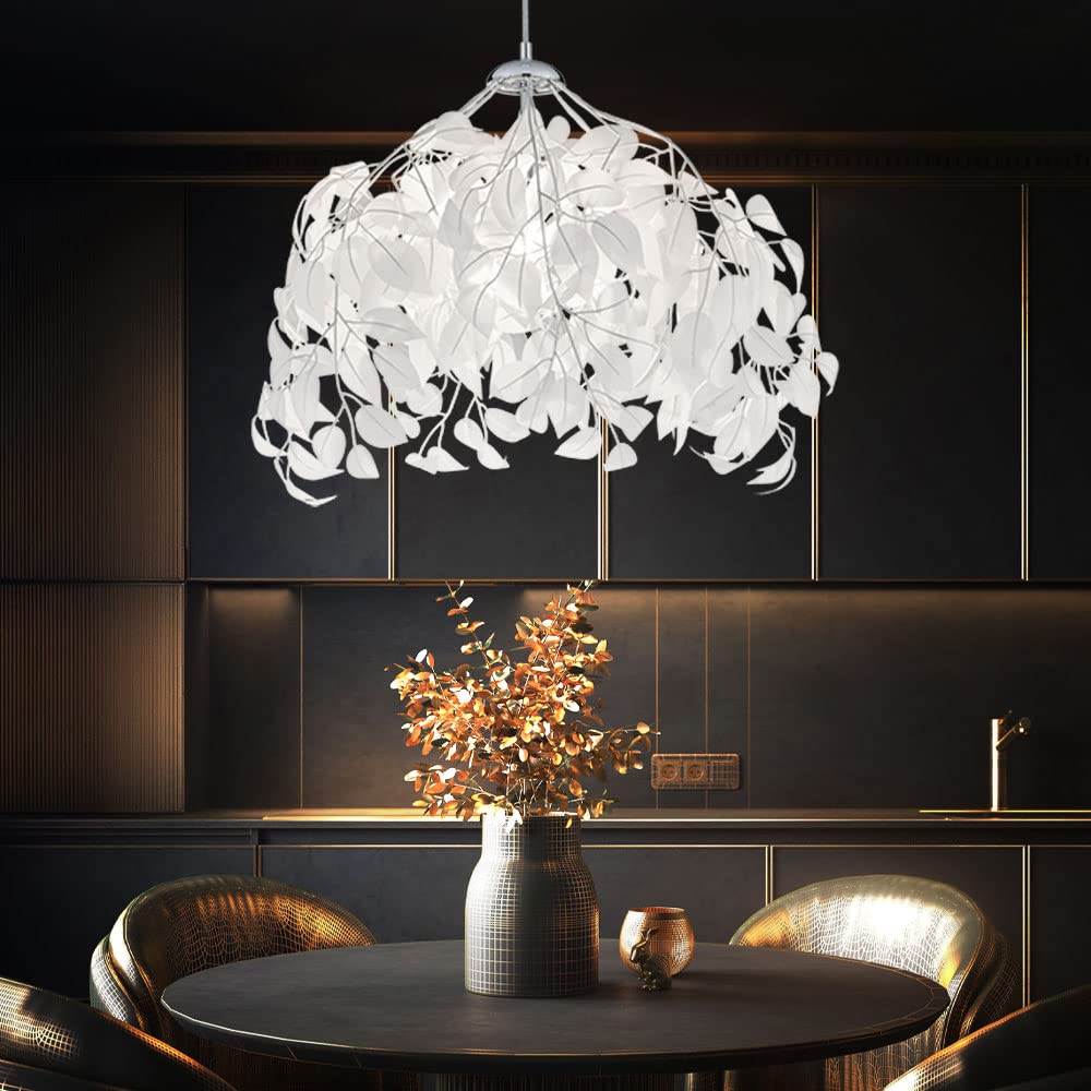 Reality R10461901 Leavy Lampada a Sospensione, 38x38x150 cm, Bianco