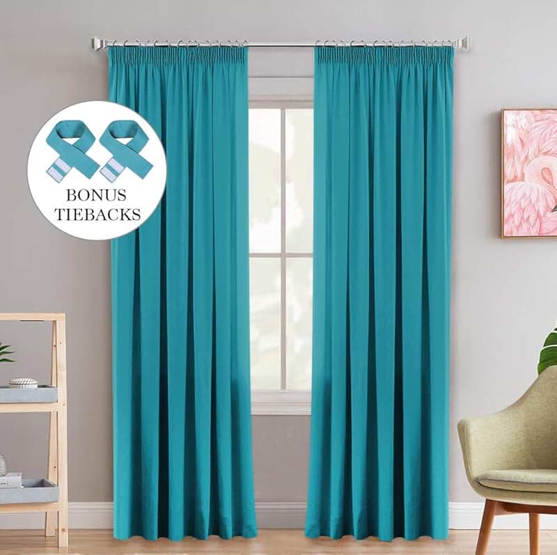 Amazon.co.uk teal curtains pencil pleat