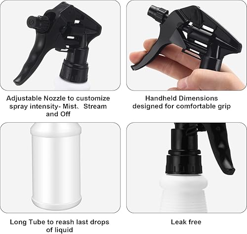 Miniatura 10 de Eccliy 12 botellas de plástico de 16 onzas, vacías y reutilizables para limpieza, agua, detalles de automóviles o baño y cocina, comercial y