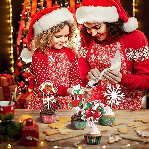 Howaf 37 Pcs Christmas Cupcake Toppers Picks, Including 13 Kinds Of Patterns.santa, Snowflake, Candy Cane, Gingerbread Man Etc. Cake Topper For Christmas Cake Decoration Party Food Picks #TOP5