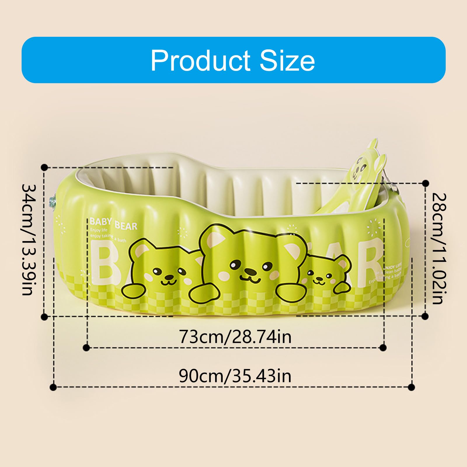 Freundliche aufblasbare Babywanne aus weichem PVC, kompakte Aufbewahrungsdesigns, Luftkissen, Babybadewanne für den und Außenbereich, PVC Babybadewanne