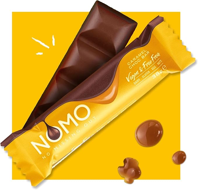 NOMO Free From and Vegan Chocolate Caramel Bars Pack of 24 x 38g
