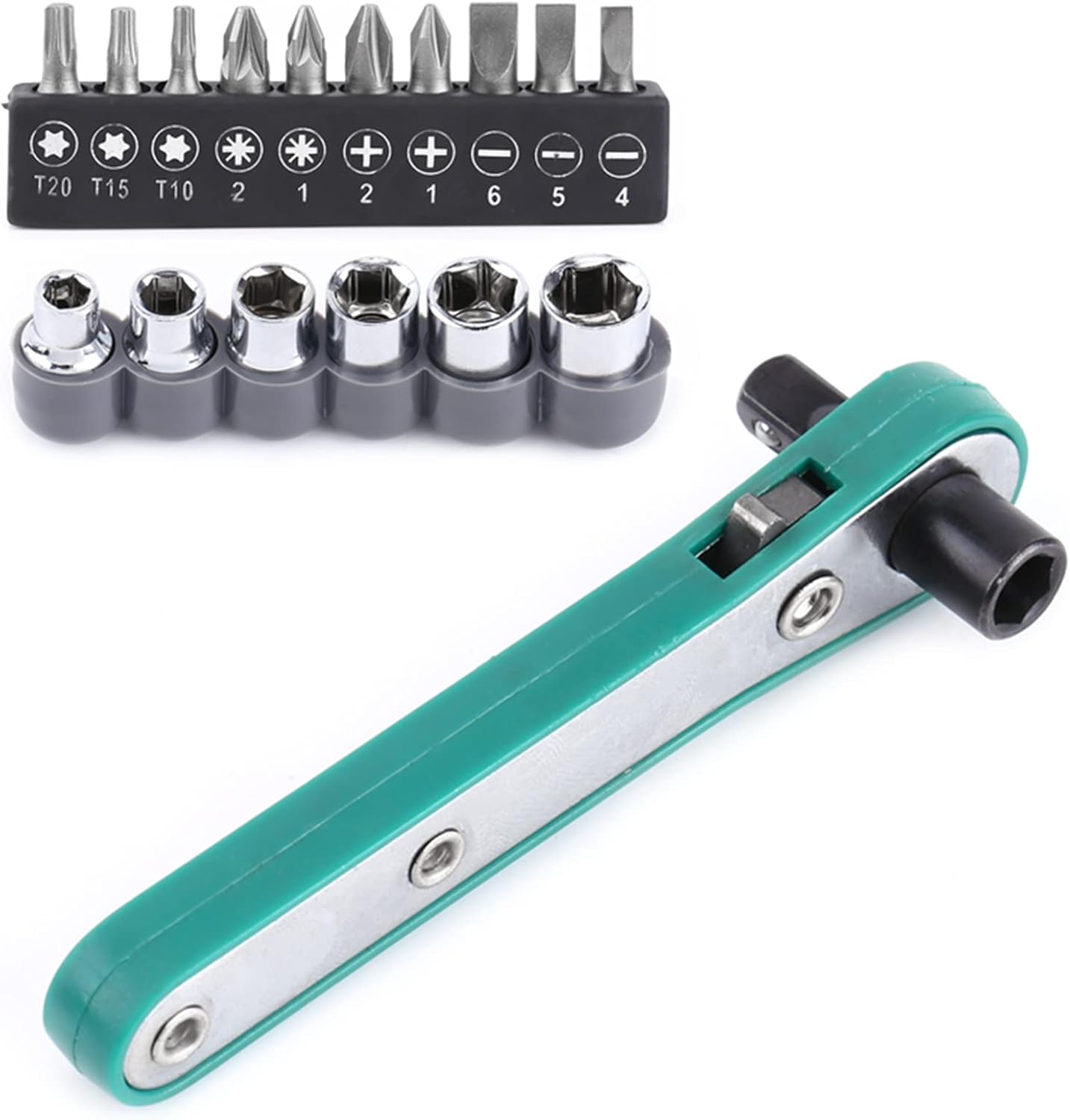 1/4 Wrench Screwdriver Ratchet Handle Interchangeable Driver Bits Sockets Kit for Home Garage Workshop