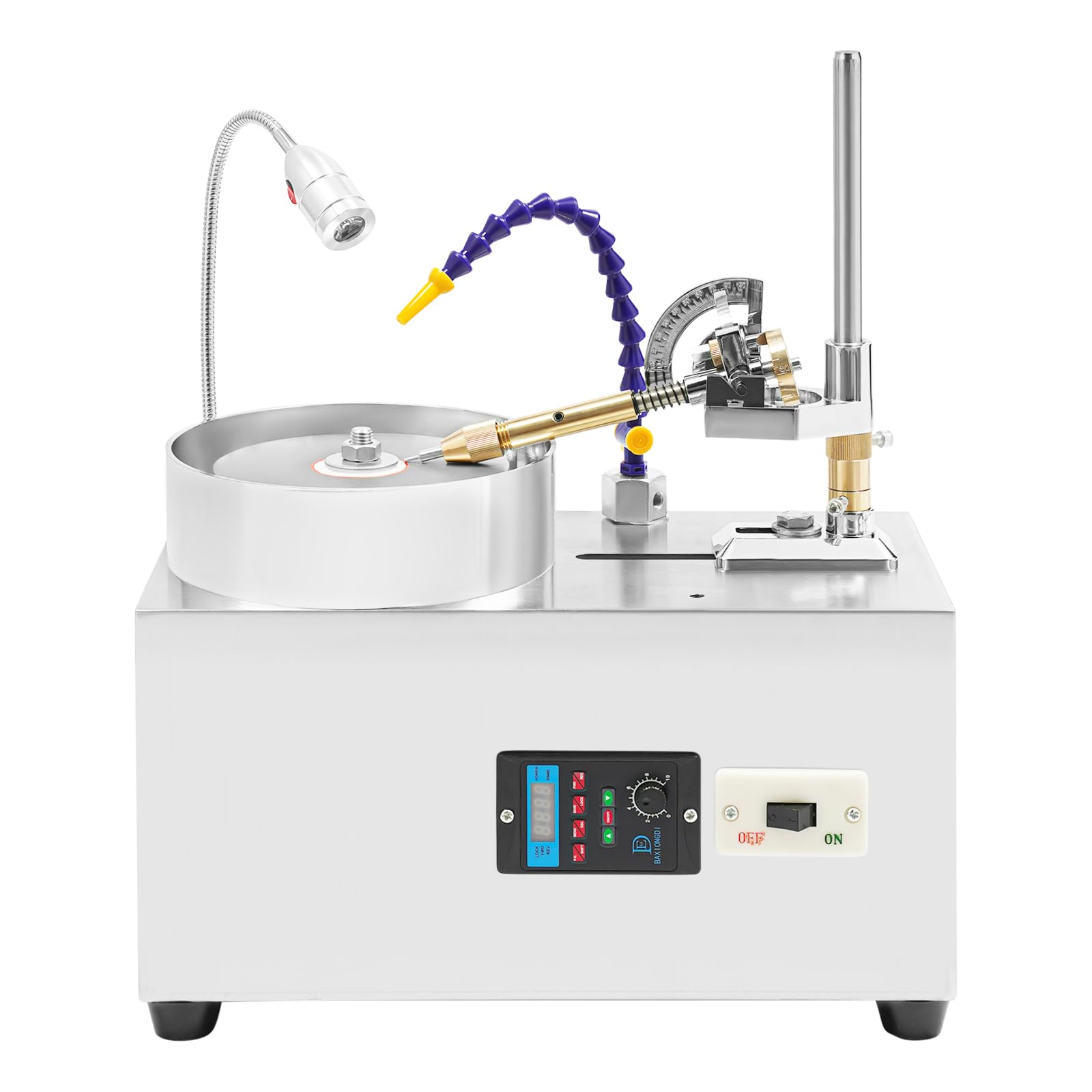 CUBELLIN Gem Faceting Machine 180W Jade Grinding & Polishing Tool with Water Pump and LED Light 0-2800RPM Speed Adjustable Jewelry lapidary equipment
