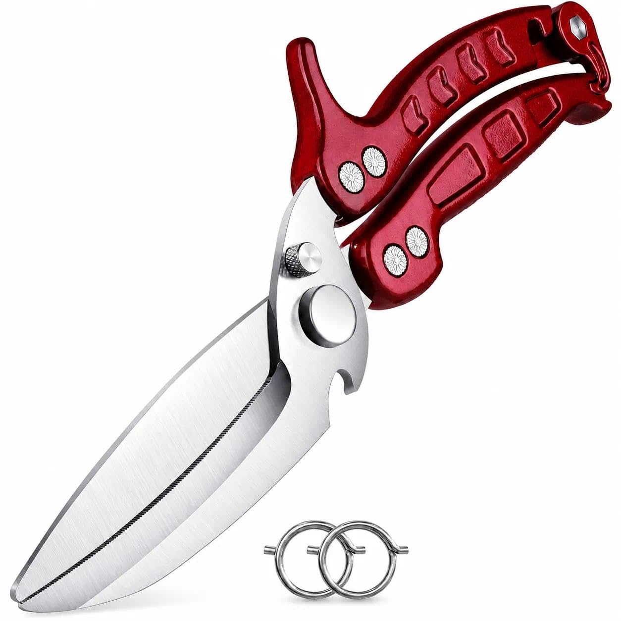 DRAGON RIOT Geflügelschere Abnehmbare, Heavy Duty Fleischschere, Mehrzweck-Küchenschere zum Schneiden von Knochen, Fleisch, Geflügel, Gemüse, Meeresfrüchte und Pizza, Knochenschere Rot
