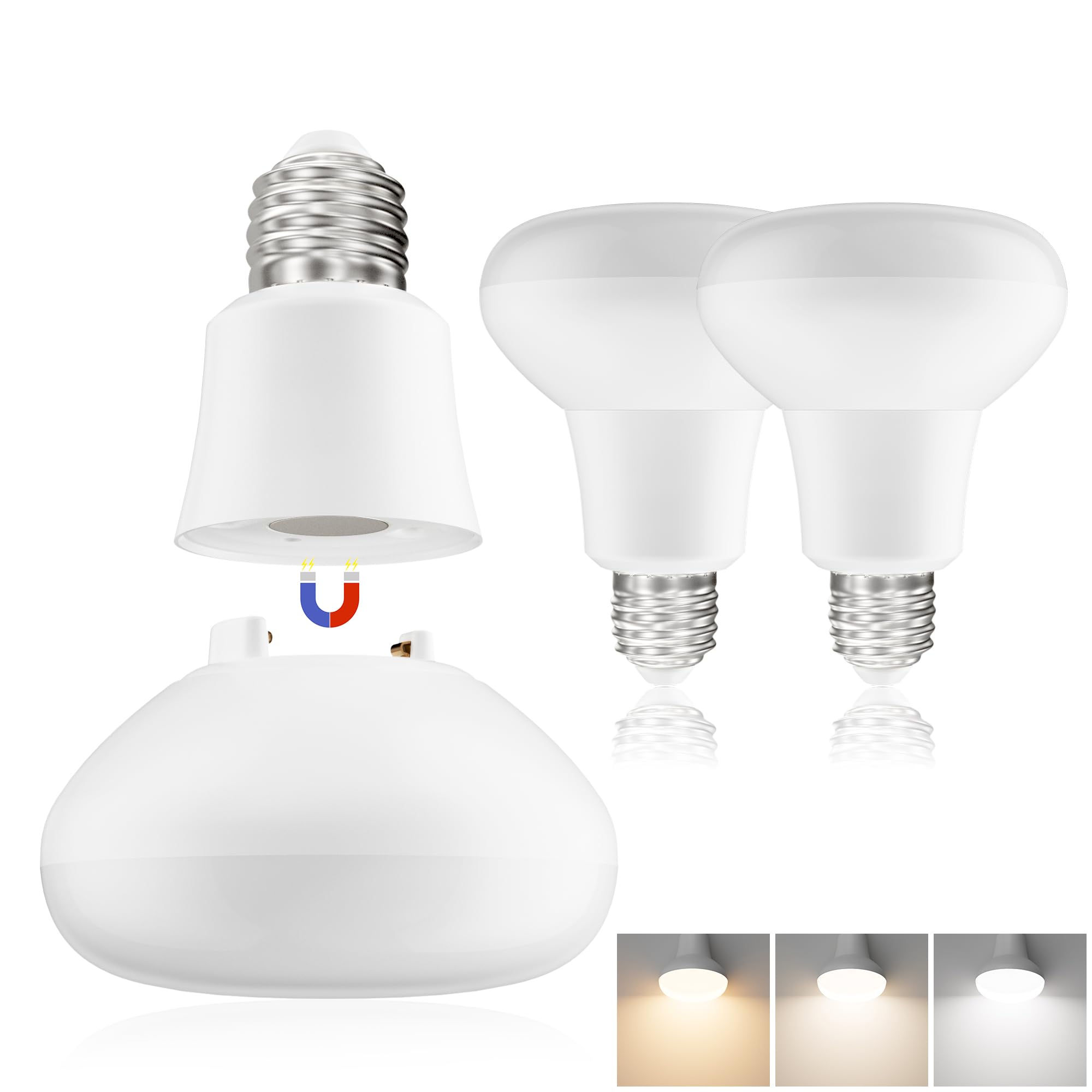 SCOPOW BR30 LED Flood Light Bulbs - 2 Pack 65W 1000LM Indoor Flood Lights E26 Base 3 Color