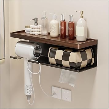 EVERZONE Wooden Shower Caddy Organizer Shelves, Corner Bathroom Storage for Home, Hanging Rustproof Rack for Shampoo and Towels