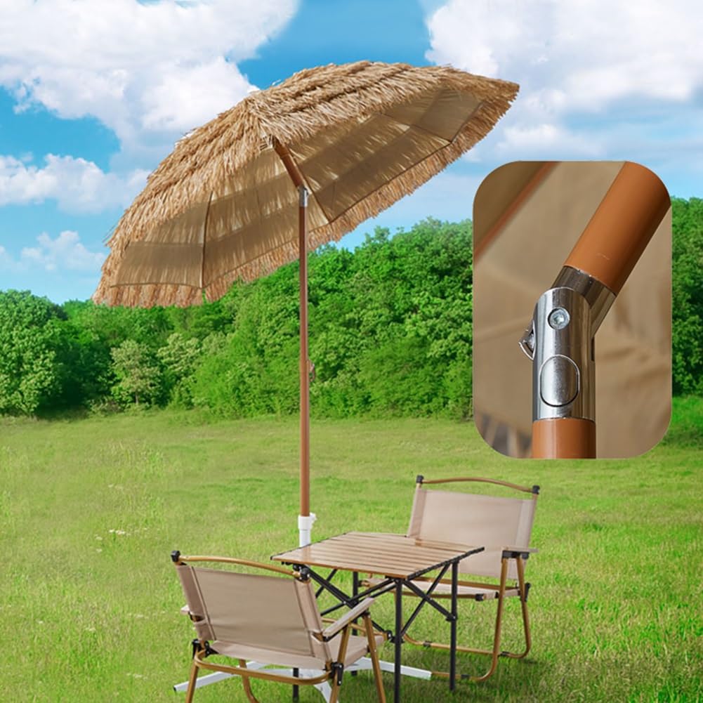 Haiian Trzecha Parasol 160/200/240 cm Outdoor Przenośna troala Tiki Hut Parasol Przechylny parasol przeciwsłoneczny z 8 żeberkami (5,2 ft / 160 cm)