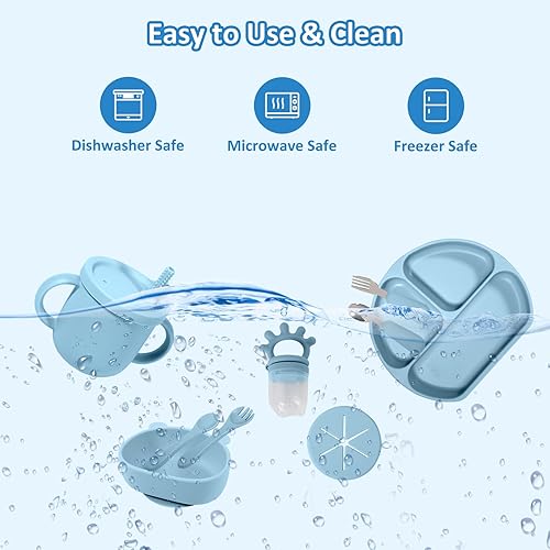 Miniatura 6 de Juego de alimentación de silicona para bebés  Suministros de destete para bebés  Juego de platos de autoalimentación para niños pequeños con cuenco