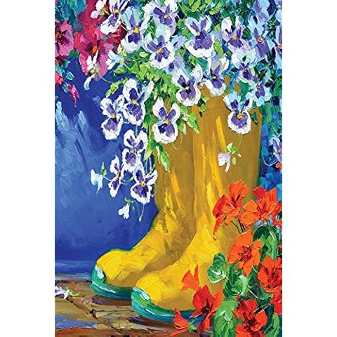 Toland Home Garden 109994 Boots And Blossoms Flower Flag 28x40 Inch Double Sided Flower Garden Flag for Outdoor House Boots Flag Yard Decoration Cover