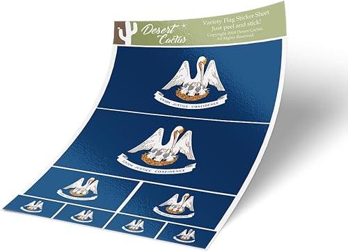 Calcomanía de la bandera del estado de Louisiana de Los Ángeles, paquete de 8 unidades en total con logotipo de niños, álbum de recortes, automóvil,