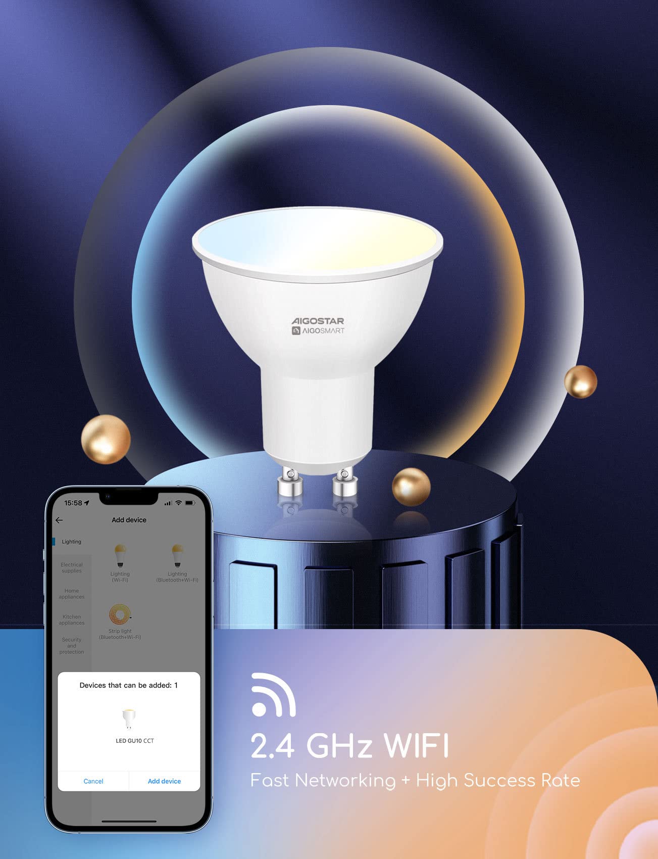 2 Ampoules Connectées WiFi Aigostar – RGB + Blanc, 15W, Compatibles Alexa/Google Home - 5