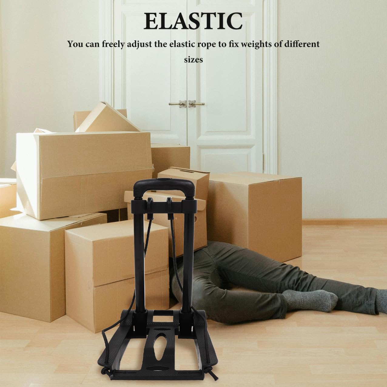 ibasenice Carrito de Compras Plegable Ruedas Dobles, Cordón Elástico Ajustable, Base de Plástico Reforzado, Compacto y Portátil para Equipaje, Mudanzas y Transporte de Comestibles