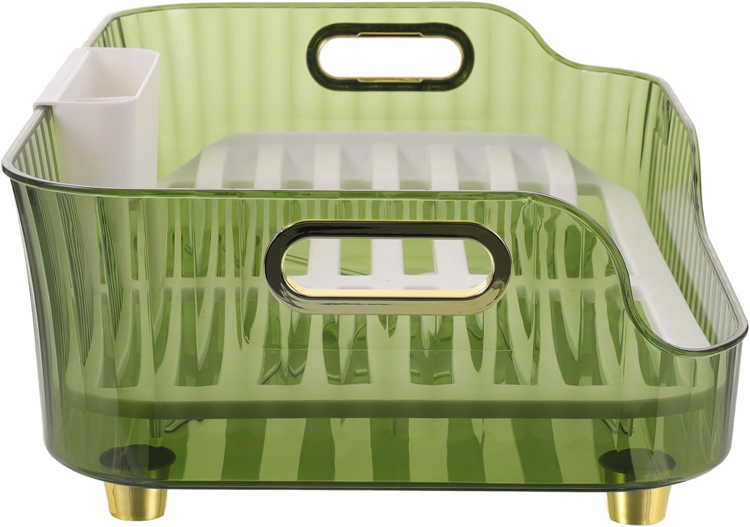 Luxshiny Kitchen Dish Drying Rack and Fruit Drainer, Countertop Dish Rack with Cutlery Holder, Sturdy Plastic Plate Organizer for Household Kitchen Use