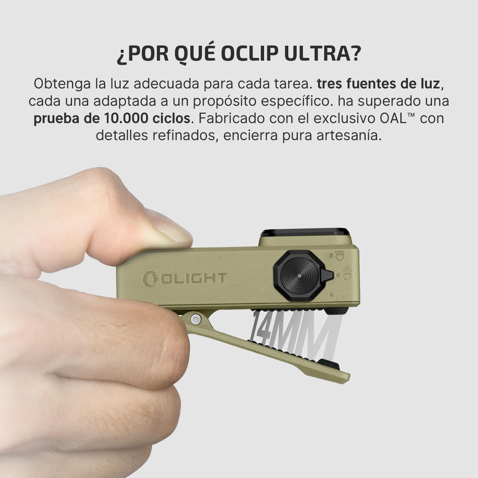 OLIGHT Oclip Ultra Mini Linterna de Clip EDC Recargable 530LM 130M | Fabricado en OAL, Magnetizable, Resistente al Agua IPX6, Luz Concentrada/Difusa y Rayos UV, Para Uso Exterior e de Emergencia