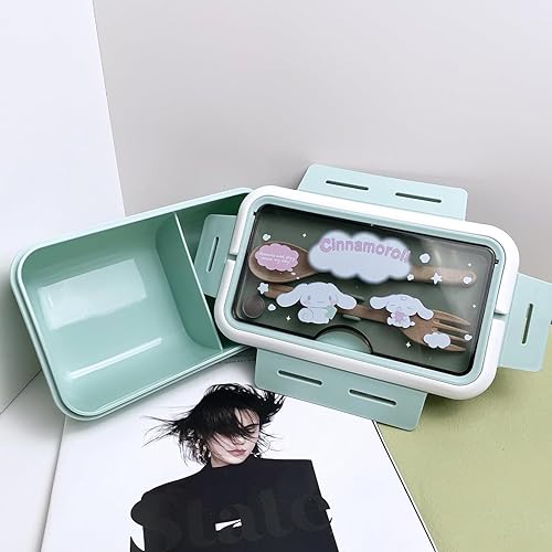 Miniatura 9 de Lonchera Kawaii Kitty, contenedor apilable todo en uno, contenedor de almuerzo Bento de 37.2 fl oz, gran capacidad para adultos, almuerzo de