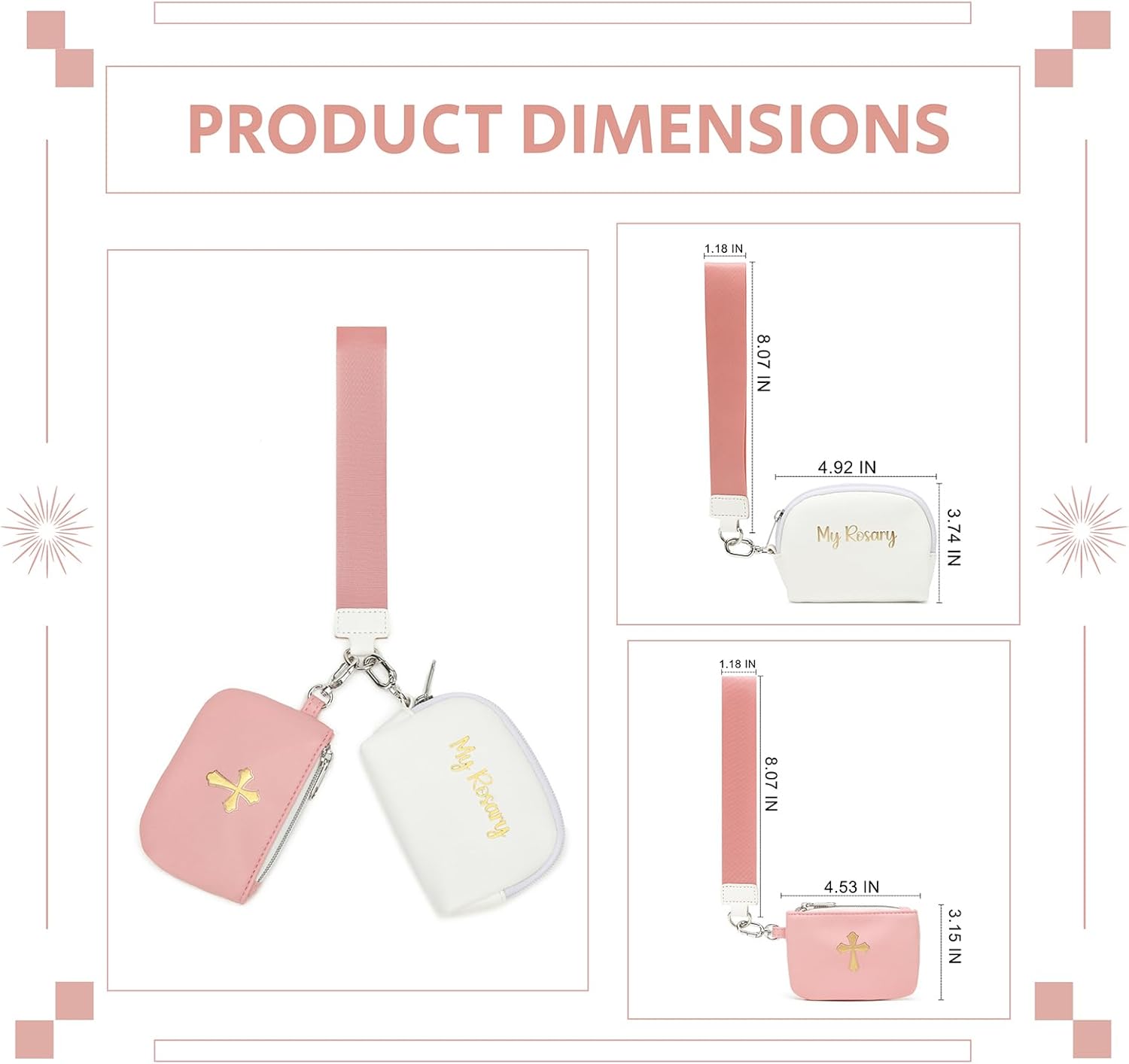 Dual Rosary Pouch Vegan Leather Wristlet Keychain Coin Purse Double Wallet Card Holder Rosary Case for Women Men - Image 4