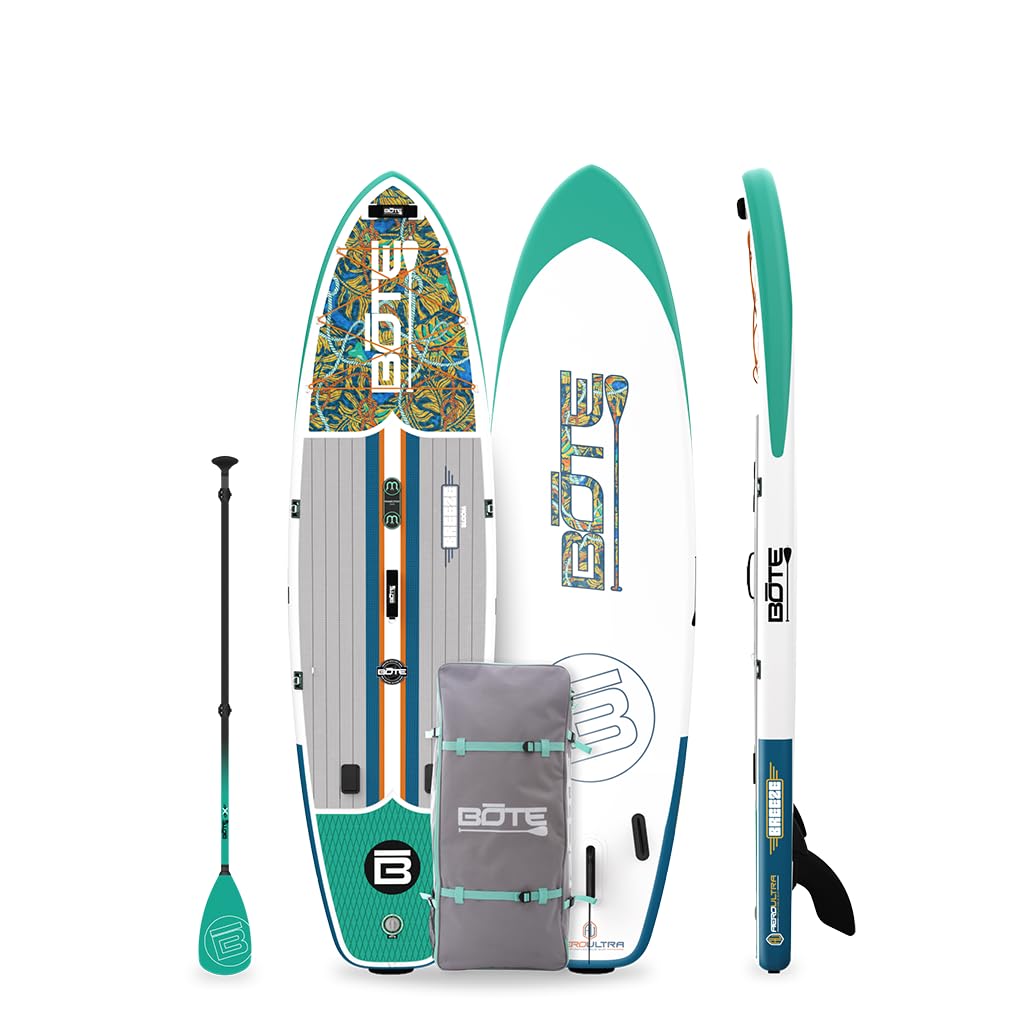 BOTE 10' FT 6" Breeze Aero Inflatable Stand Up Paddle Board, MAGNEPod Compatible Blow Up iSUP Great for Adults Kids Family Travel Friendly Multiple Sizes Color Options
