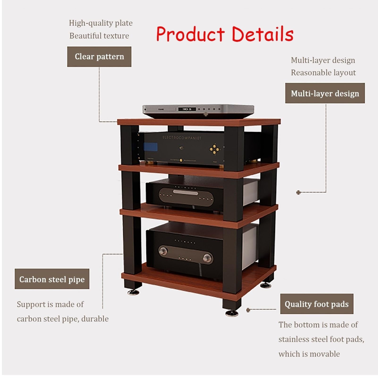 Armadio stereo - mensola per proiettore, supporto multimediale AV, rack video-audio, armadi componenti, scaffali indipendenti per centro di intrattenimento, supporto TV, armadi stereo multifunzione