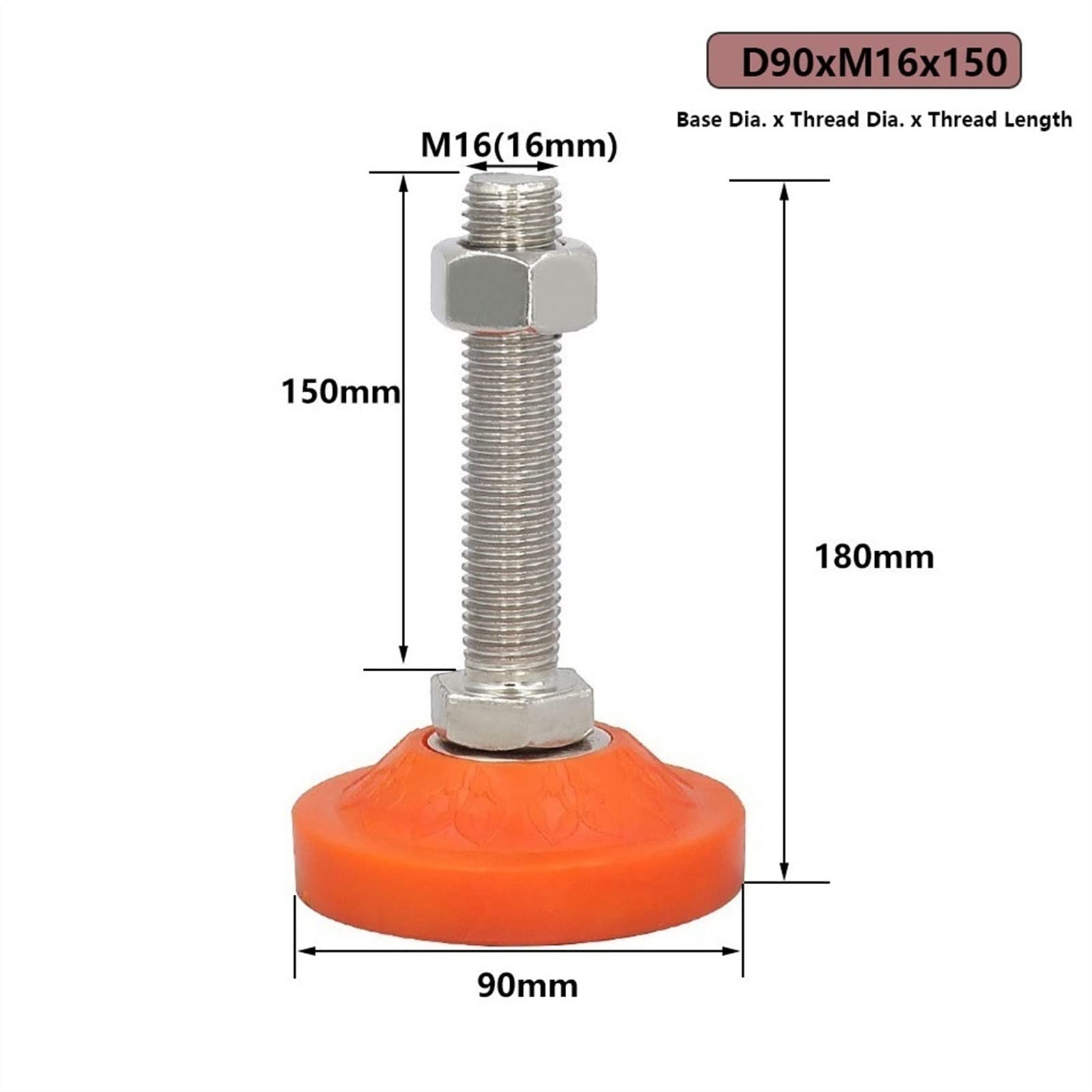 Patas de Mueble Regulables, 4 Patas niveladoras Ajustables M16 con Rosca de Poste, Patas niveladoras de Acero al Carbono for Muebles y Equipos mecánicos.