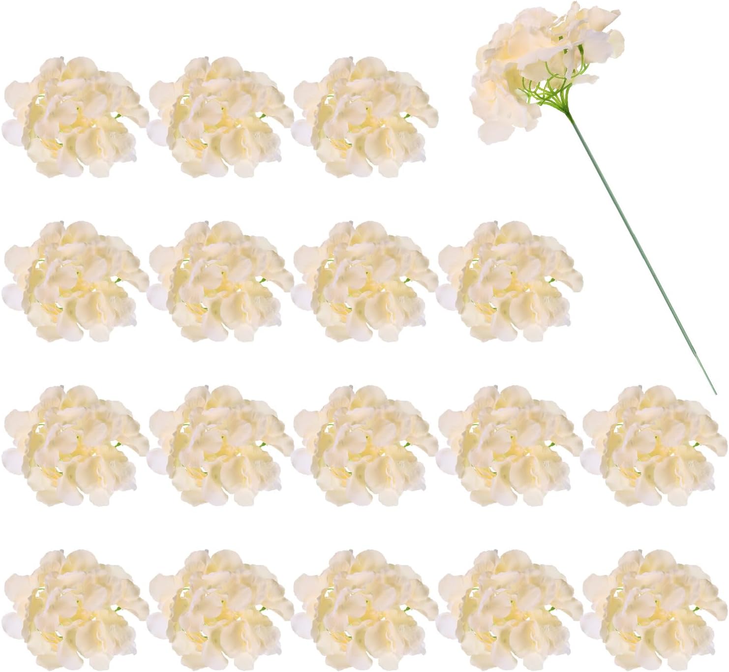 uxcell 30Pcs Hydrangea Artificial Flowers, Fake Hydrangea Flowers Artificial Silk Flowers Heads with Faux Stems for Home Decor Office Wedding Bouquet Hotel Centerpiece Party, Champagne