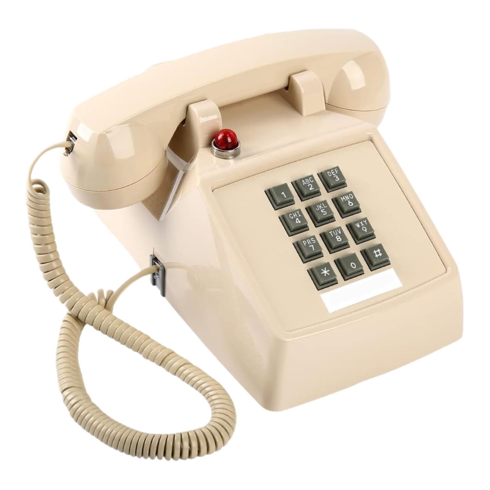 Retro Tischtelefon mit Schnur Und Robustem Metallfuß für Zuhause Und Hotel, 13 X 22,2 X 11,5 cm, Beige