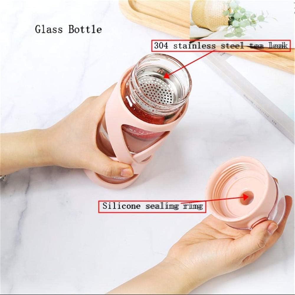 Bouteille d'eau en verre avec manchon en silicone antidérapant, double bouche, anti-fuite, sans BPA, respectueuse de l'environnement, idéale pour l'école, la maison, le bureau, les voyages, le sport