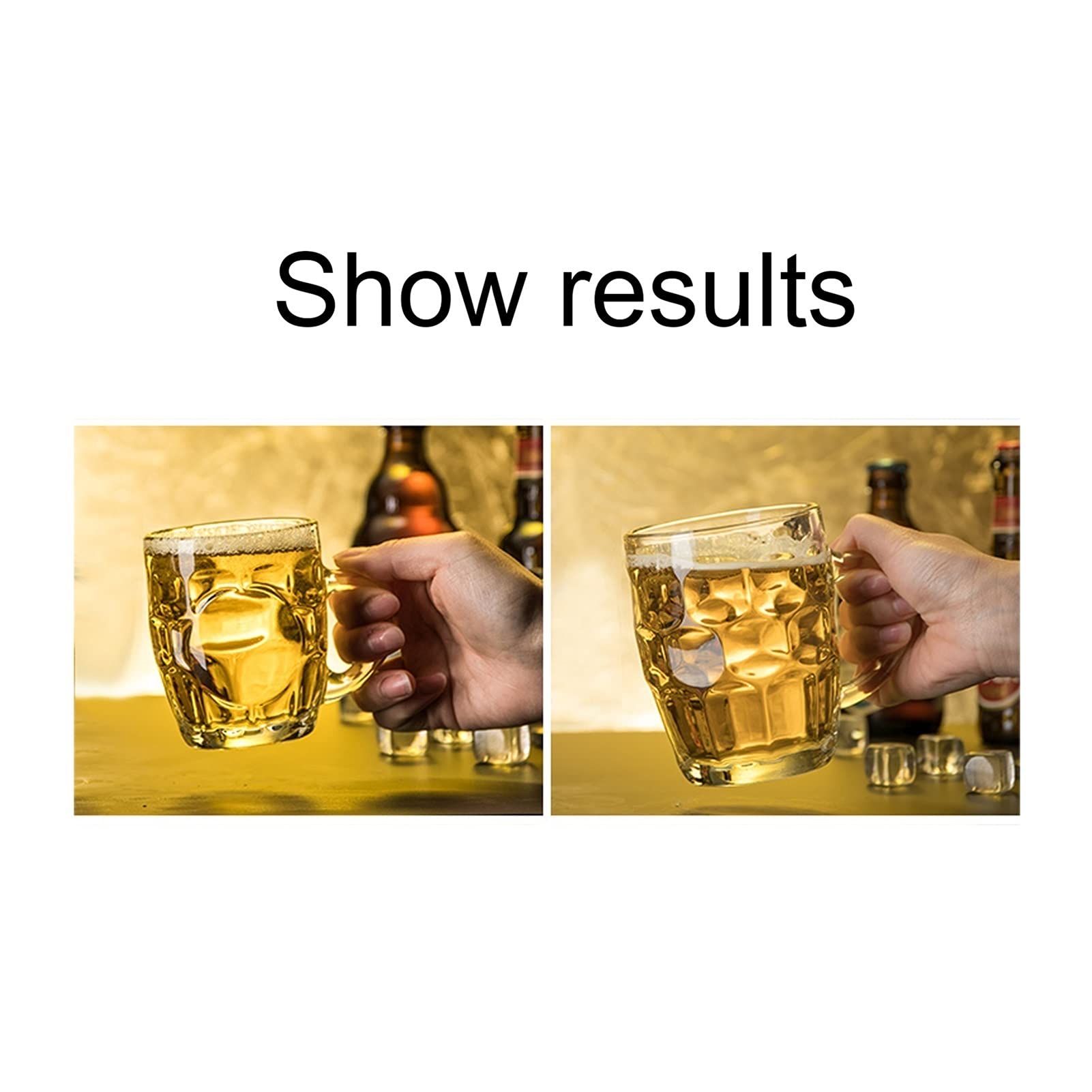 Kieliszki do piwa, Spersonalizowany kufel, na piwo zagęszczony szklany do piwa okrągłe kufle 560ML duże szklane z wgłębieniami zestawem uchwytów
