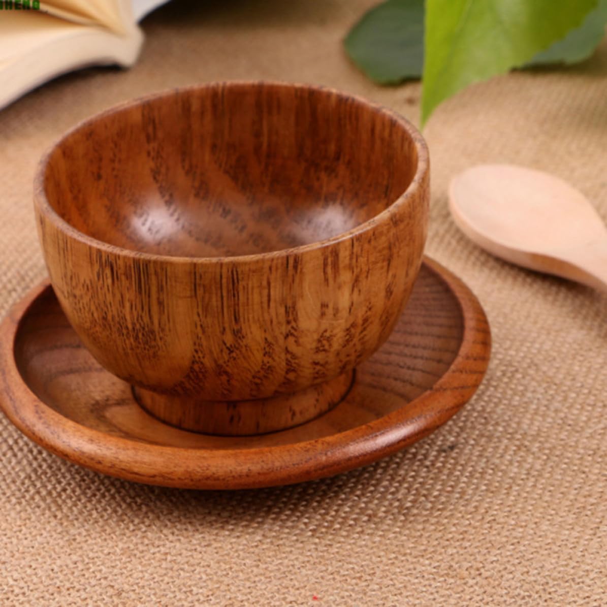 VALICLUD 2pcs Handmade Wooden Bowl Brown Simple Kitchen and Restaurant Use