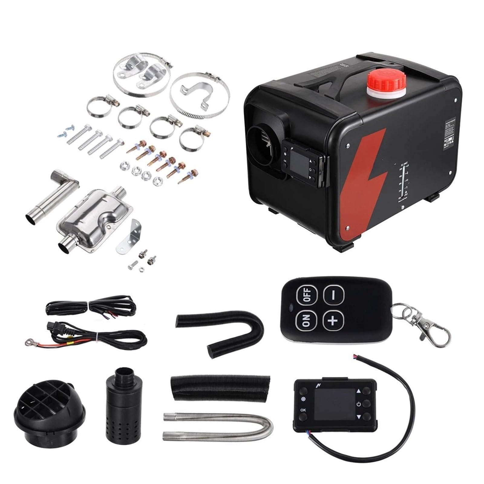 Calefactor portátil Todo en uno para Coche, 12 V, depósito de Combustible de 5 L, 5-8 kW, Calefactor de estacionamiento con Pantalla LCD y Control Remoto para autocaravanas y Camiones.