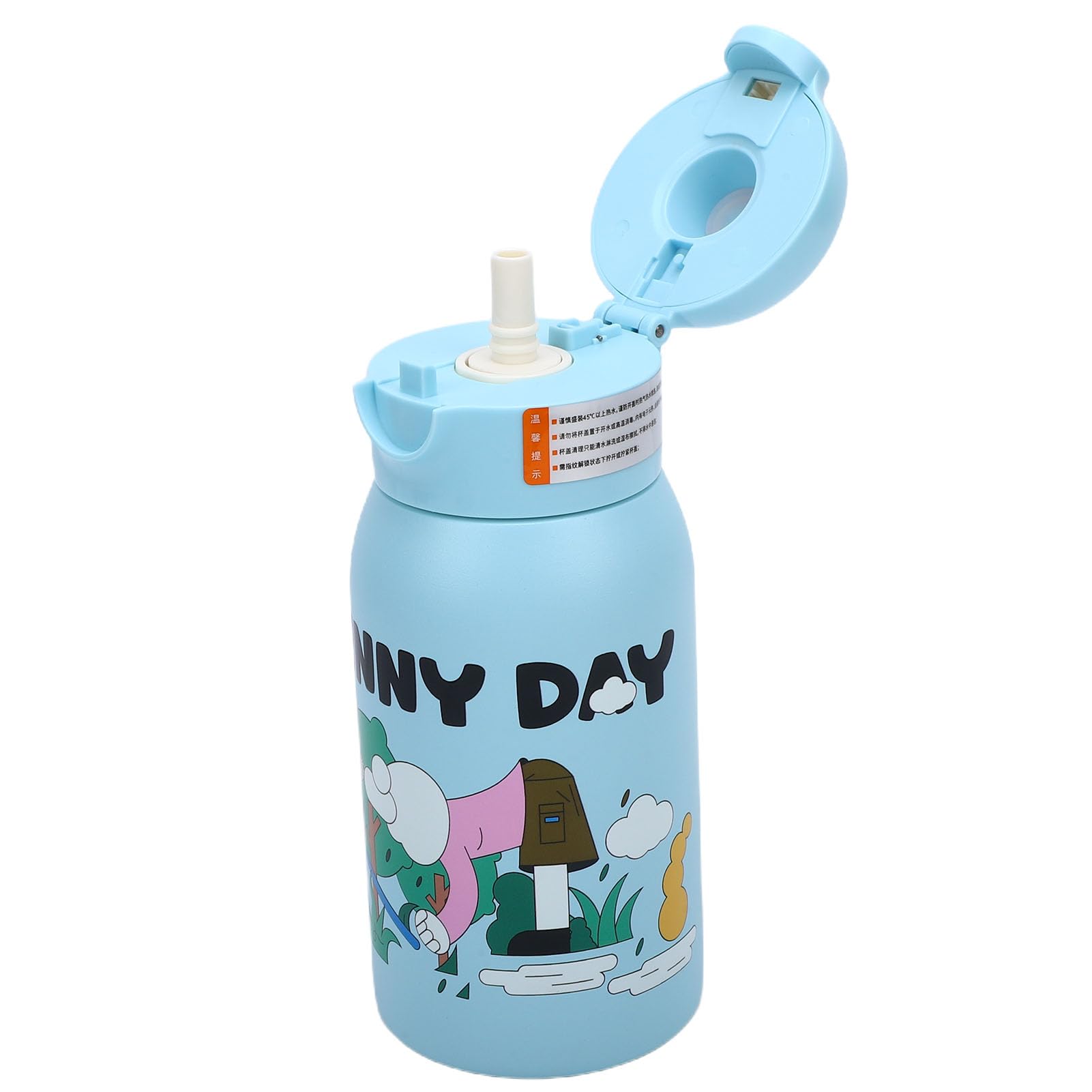 Borraccia Termica da 500 Ml, Borracce Sportive in Acciaio Inossidabile con Impronta Digitale Sbloccabile con Tracolla, per Bevande Calde e Fredde, per Sport, Viaggi e Scuola, Blu