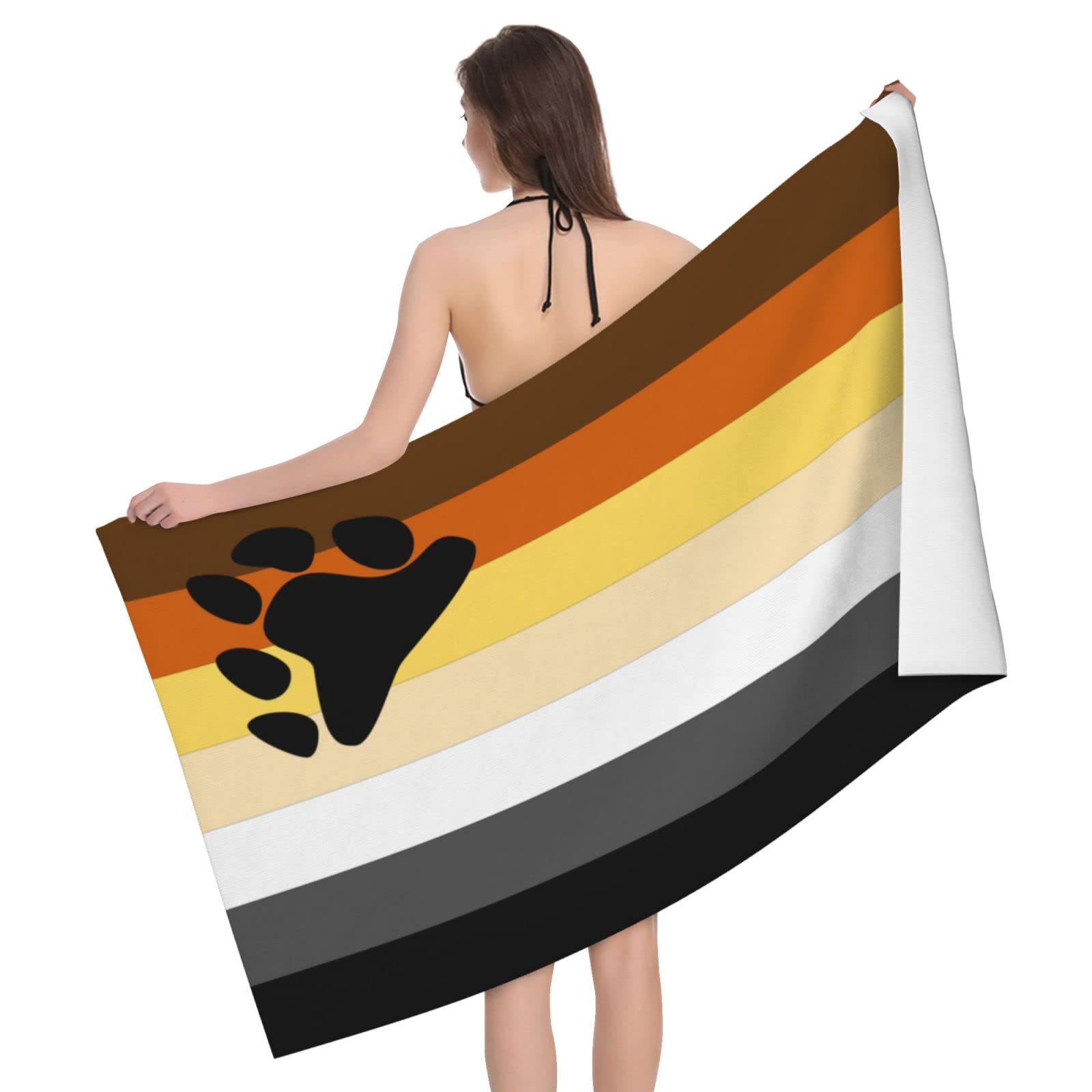 Beach Swimming Towels Gay Bear Pride Flag Sand Free Towels Easy Care Beach Towel Lightweight Bath Towel For Travel Yoga Swimming 80x130cm
