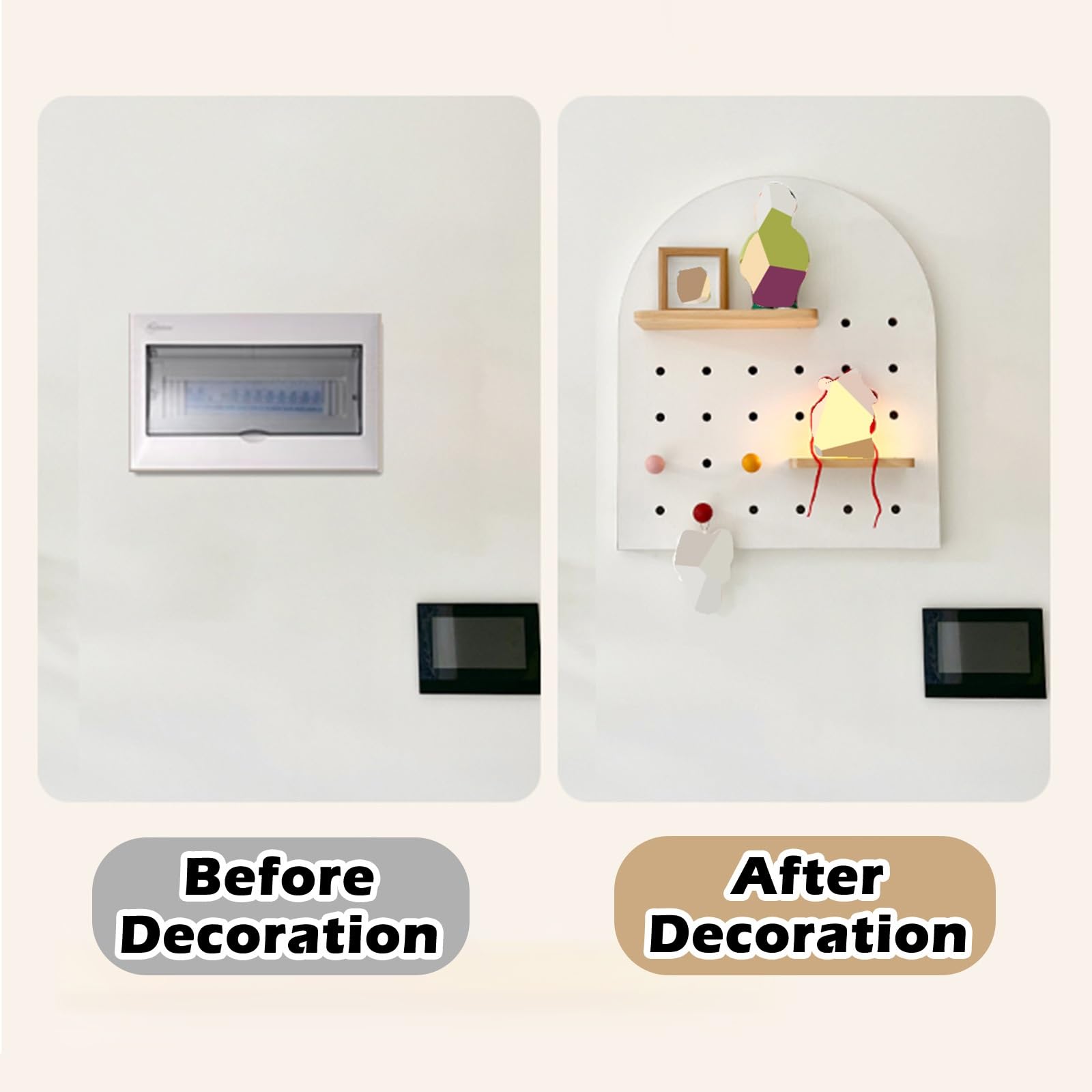 Tapa Contador Tapa para Caja De Medidor De Electricidad Interior con Bisagras, Panel De Medidor Eléctrico De Madera Pintada A Mano/Caja De Distribución De Pared Decorativa(WxH 550x650 mm)
