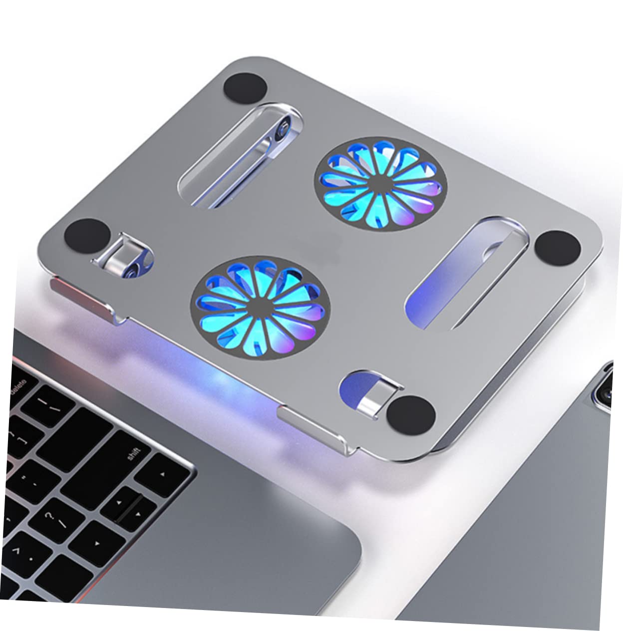 SHINEOFI Support Ventilé Réglable pour Ordinateur Portable Refroidisseur Air avec Double Ventilateur pour Laptop Jusqu