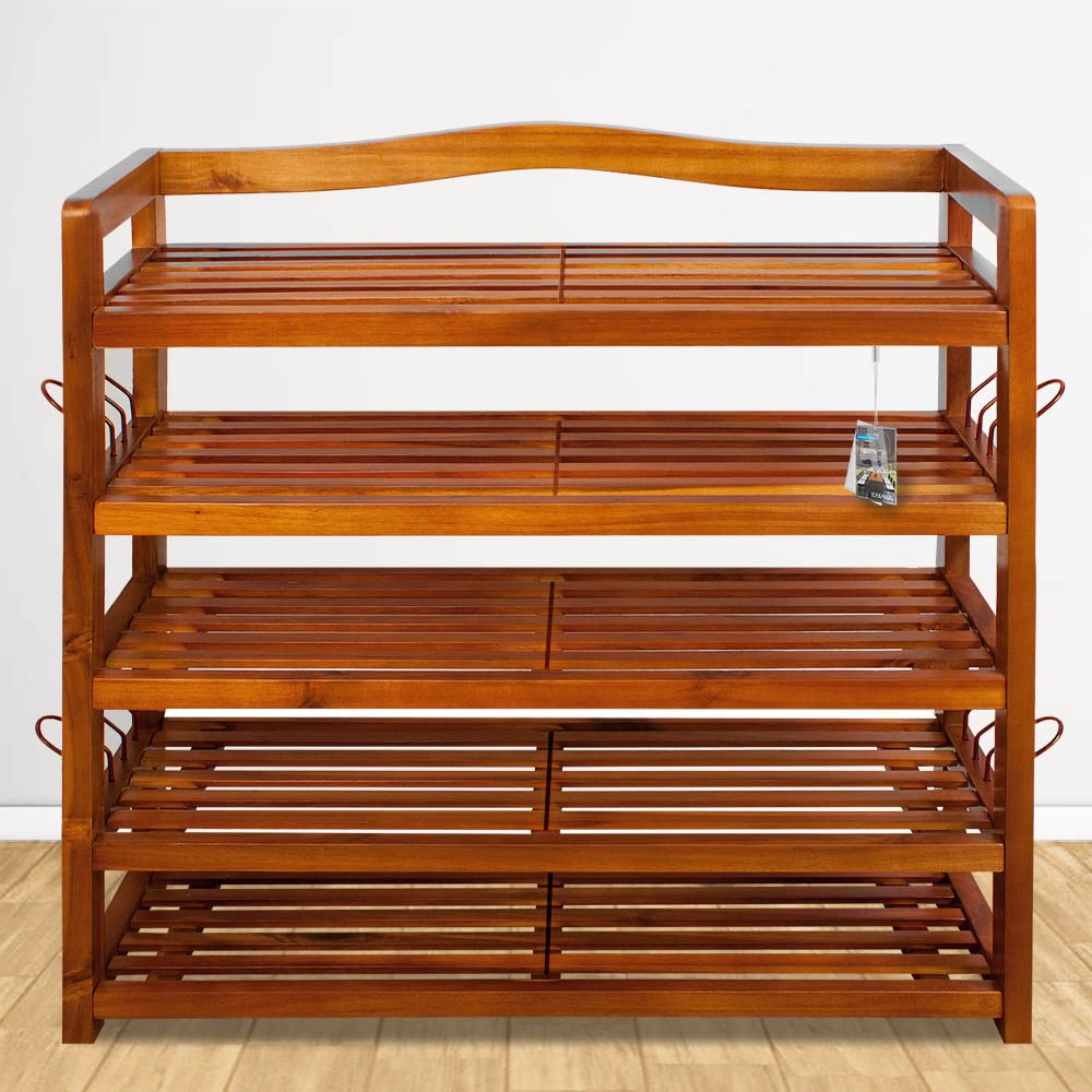 Casaria® Zapatero 5 Baldas Estantería Organizador Zapatos 95x26x82cm Madera Acacia Certificado FSC® Entrada Pasillo